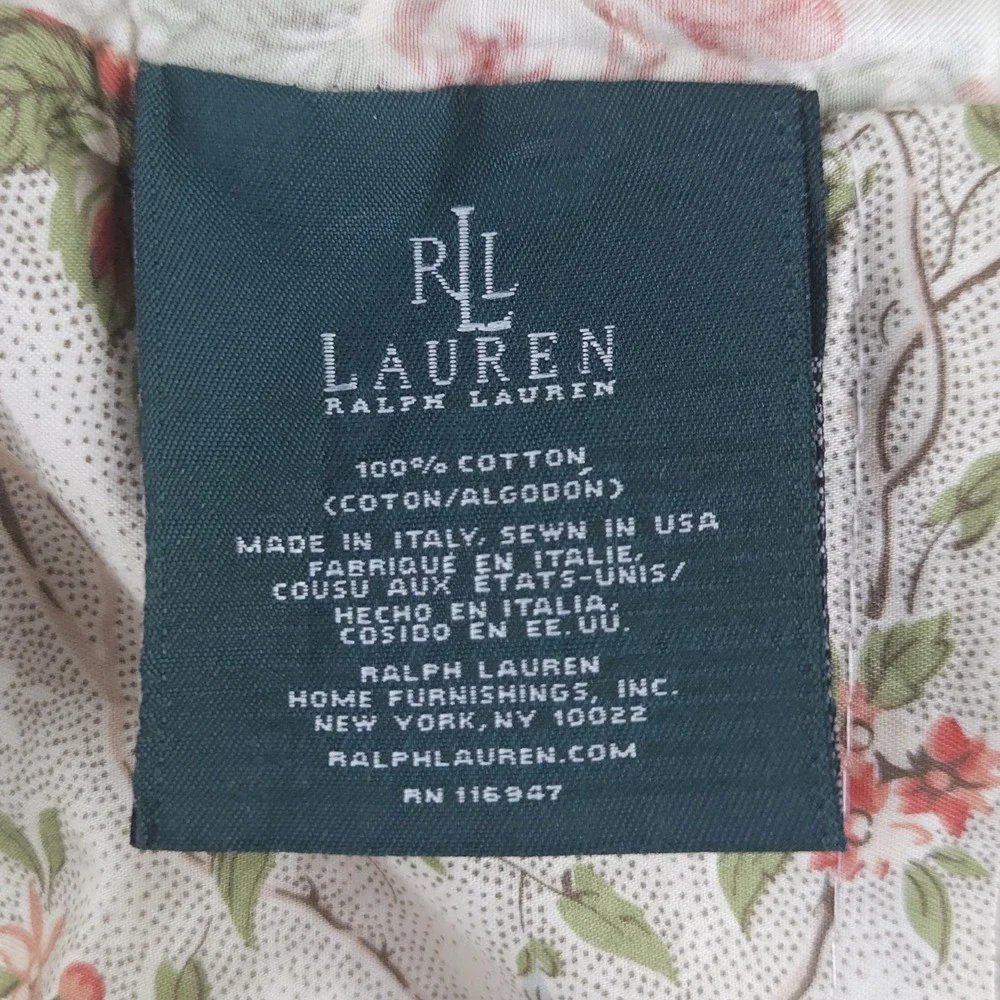 VTG Ralph Lauren Euro Sham Cotton Floral Ruffle Cottage English Country Romantic